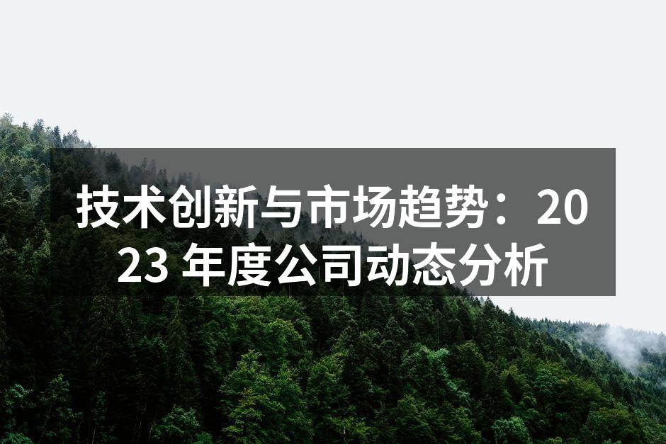 技术创新与市场趋势：2023 年度公司动态分析